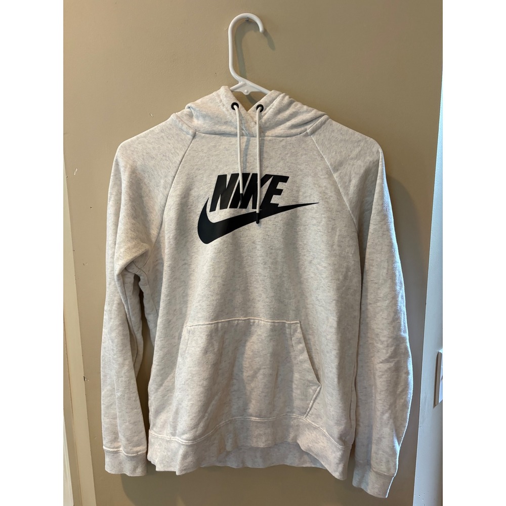 Nike Sportswear Essential Women Pullover Hoodie Grey Heather Futura Logo Small
